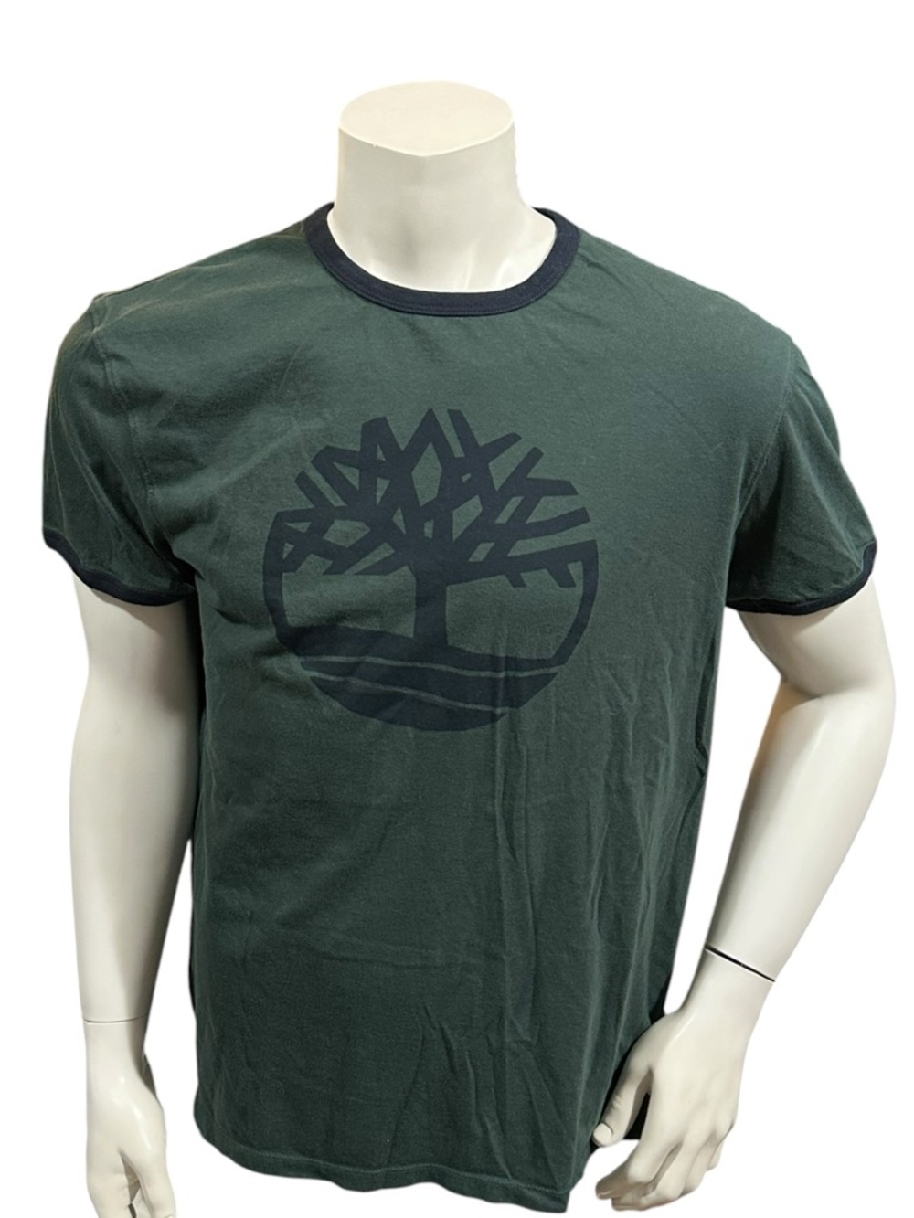 Timberland Forest Green Short Sleeve Tee with Dark Logo Trim